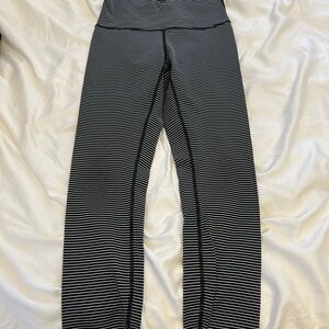 Lululemon Athletica Black and White Striped Leggings
